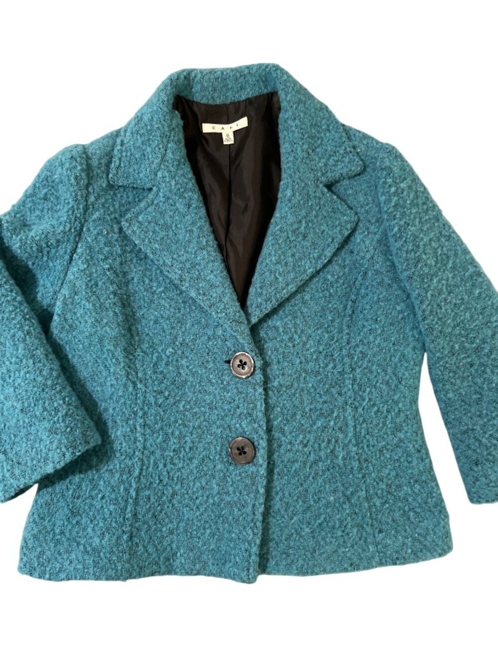 women's CAbi jacket blazer size 6 #186 wool blend boucle textured